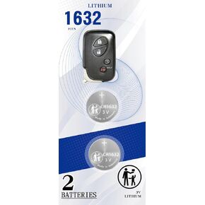 (2 Pack) CR1632 Remote Key Fob Battery Replacement for Lexus (2006-2015) Case RX ES350 GS300 GS430 GS450h IS250 IS350 is RX350 RX450h GS460 H250h LS460 LX470 Bundle (HYQ14ACX HYQ14AEM HYQ14AAB)