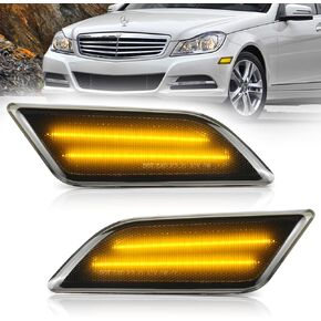 LED Side Marker White Light Compatible with Mercedes Benz C-Class W204 C250 C300 C350 C63 AMG 2012-2014 Front White Fender Bumper Lamps