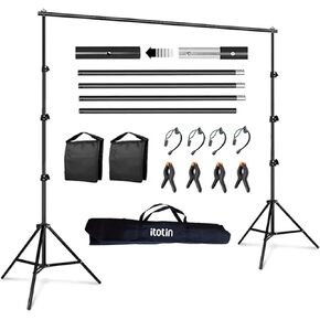 ITOTIN Aluminum Alloy Backdrop Stand for Photography 9ft x 10ft Heavy Duty Photo Background Stands with Carry Bag for Photo Studio, Photoshoot, Parties, Photographic Equipments