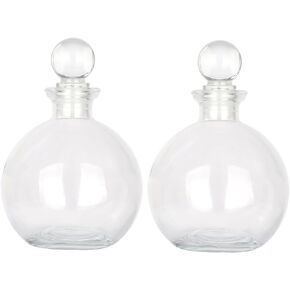 Magic Season Decorative Glass Bottles - 9 fl oz. Potion Bottles (2 Sets w/Glass Stoppers)