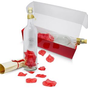Letter in a Bottle - Valentine's Day, Anniversary or Birthday Gift for Girlfriend, Boyfriend, Fiancée, Husband Or Loving Wife - Seal the Romance Message in the Large Full Wine Size Glass Bottle