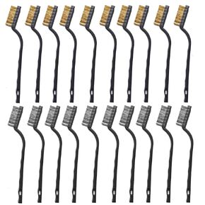 Wire Brushes Set Kit 20PCS Set, 10 PCS Stainless Steel and 10 PCS Brass Wire Scratch Brushes for Cleaning Rust Welding Slag (20)