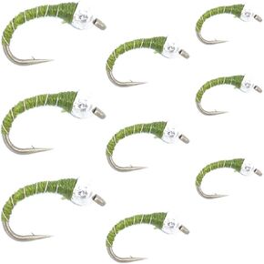 Olive Zebra Midge Assortment - The Fly Fishing Place - Silver Bead Head - 3 Each of 3 Sizes 14, 16, 18 - Tailwater Fly Fishing Flies Collection