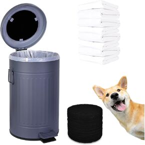 سلة مهملات براز الكلاب قابلة للتركيب للاستخدام في الهواء الطلق ومحطة نفايات الكلاب مع غطاء بدواسة بدون استخدام اليدين سعة 3.1 جالون حاوية حديقة المنزل ساحة المطبخ مع 200 كيس قمامة بلاستيكي و12 فلتر كربون منشط T-Y-G in Kuwait
