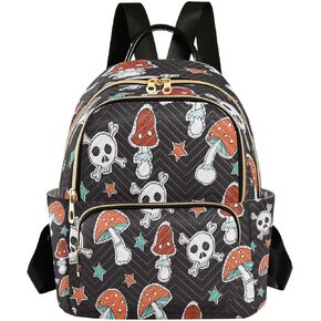 senya Fashion Backpack Mini Backpack Purse Casual Daily Backpack Mushroom Skull for Travel for College Work