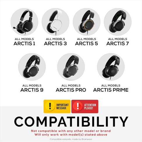 وسادات أذن بديلة لـ SteelSeries Arctis 1، Arctis 3، Arctis 5، Arctis 7، Arctis 9X، Arctis Pro & Arctis Prime وسادات أذن لسماعات الرأس، رغوة الذاكرة وجلد البولي يوريثان (أسود) in Kuwait