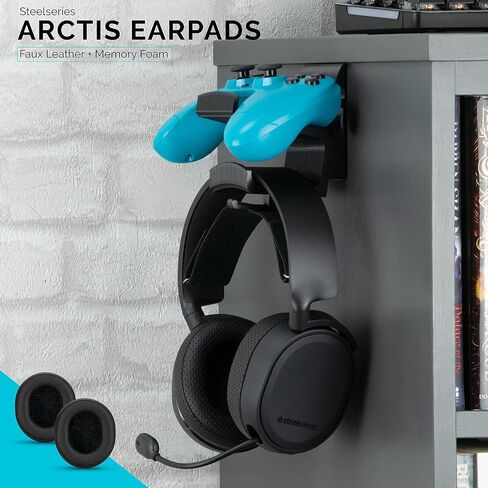 وسادات أذن بديلة لـ SteelSeries Arctis 1، Arctis 3، Arctis 5، Arctis 7، Arctis 9X، Arctis Pro & Arctis Prime وسادات أذن لسماعات الرأس، رغوة الذاكرة وجلد البولي يوريثان (أسود) in Kuwait