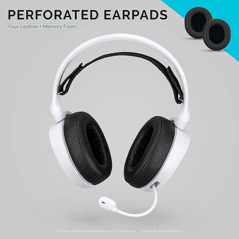 وسادات أذن بديلة لـ SteelSeries Arctis 1، Arctis 3، Arctis 5، Arctis 7، Arctis 9X، Arctis Pro & Arctis Prime وسادات أذن لسماعات الرأس، رغوة الذاكرة وجلد البولي يوريثان (أسود) in Kuwait