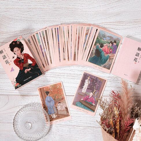 PRIME MUSE بطاقات Gisaeng Oracle Tarot الكورية التقليدية - مجموعة Oracle، التي تتعامل مع تاريخ حياة Gisaengs في عهد أسرة جوسون، وقصص الحب Tarot in Kuwait