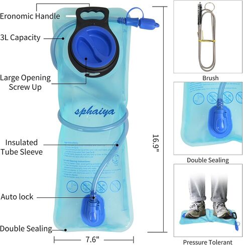 2 Pack Hydration Bladder 2L-3L with Cleaning Brush - Wide Opening, Leak Proof Water Reservoir for Hiking Cycling Running Camping Backpack - BPA Free in Saudi Arabia