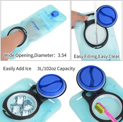 2 Pack Hydration Bladder 2L-3L with Cleaning Brush - Wide Opening, Leak Proof Water Reservoir for Hiking Cycling Running Camping Backpack - BPA Free in Saudi Arabia