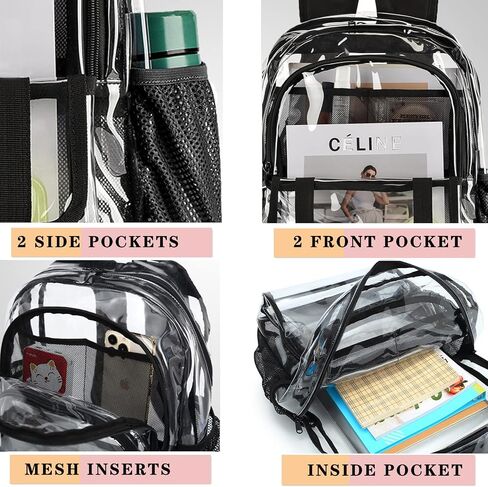 Clear Backpack, Large Clear Bag Stadium Heavy Duty PVC Transparent See Through Backpacks for Boys with Dinosaurs Print in Kuwait