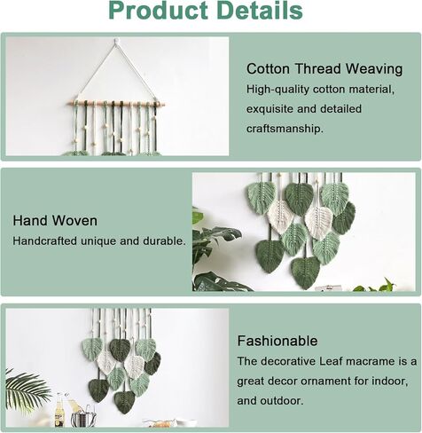 sdlanhuagroup اليد المنسوجة ورقة شرابة مكرميه نسيج داخلي الجدار شنقا الديكور رائعة البوهيمي نمط عشرة أوراق ديكور المنزل غرفة المعيشة غرفة نوم شقة حفل زفاف in Kuwait