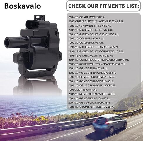حزمة ملف الإشعال Boskavalo متوافقة مع hevrolet CTS Avalanche Camaro Corvette Silverado Yukon Firebird V8 5.7L 8.1L بديل لـ C1144 UF192 12556450 12558948، مجموعة من 8 in Kuwait