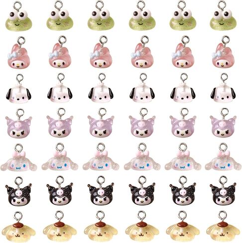 YOKUSHI 42PCS Cute Cartoon Resin Charms for Jewelry Making Bulk, 3D Mini Charms Pendant Cartoon Animal Ornament DIY Cute Charms for Bracelets in Saudi Arabia