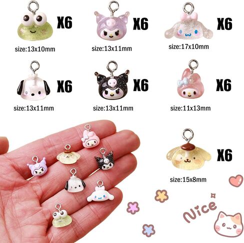 YOKUSHI 42PCS Cute Cartoon Resin Charms for Jewelry Making Bulk, 3D Mini Charms Pendant Cartoon Animal Ornament DIY Cute Charms for Bracelets in Saudi Arabia