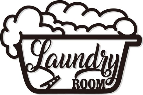 Bnesi Laundry Black Decor Sign, Farmhouse Metal Wall Art Decoration, Rustic and Elegant Laundry Room Hanging Decor, 17.8 x 11.8 inch (Black-elegant) in Saudi Arabia