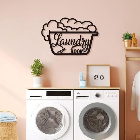 Bnesi Laundry Black Decor Sign, Farmhouse Metal Wall Art Decoration, Rustic and Elegant Laundry Room Hanging Decor, 17.8 x 11.8 inch (Black-elegant) in Saudi Arabia