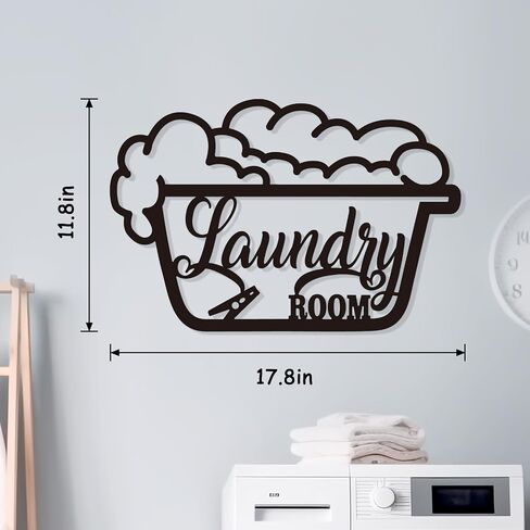 Bnesi Laundry Black Decor Sign, Farmhouse Metal Wall Art Decoration, Rustic and Elegant Laundry Room Hanging Decor, 17.8 x 11.8 inch (Black-elegant) in Saudi Arabia