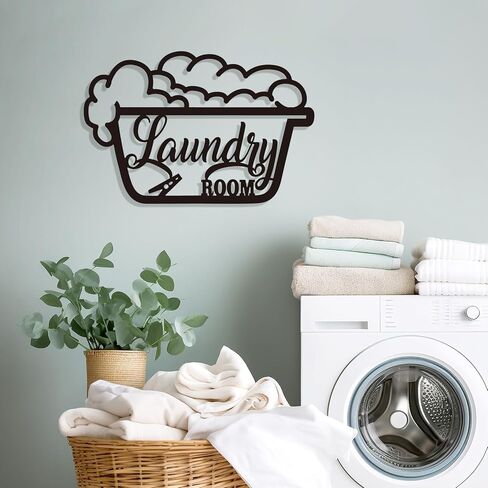 Bnesi Laundry Black Decor Sign, Farmhouse Metal Wall Art Decoration, Rustic and Elegant Laundry Room Hanging Decor, 17.8 x 11.8 inch (Black-elegant) in Saudi Arabia