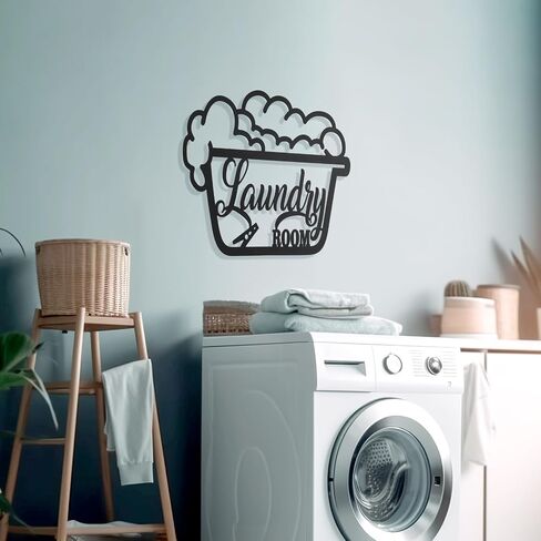 Bnesi Laundry Black Decor Sign, Farmhouse Metal Wall Art Decoration, Rustic and Elegant Laundry Room Hanging Decor, 17.8 x 11.8 inch (Black-elegant) in Saudi Arabia