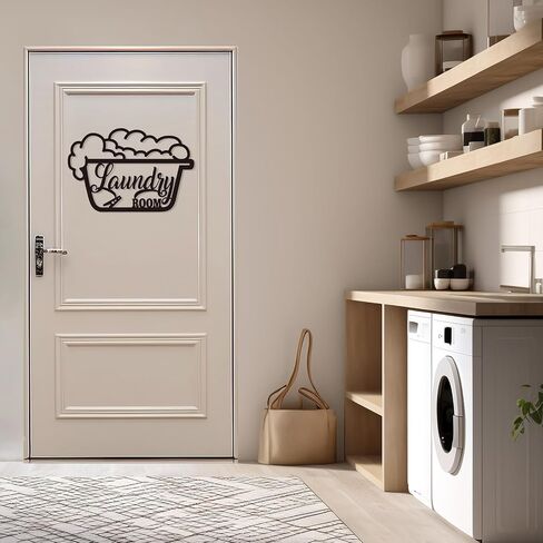 Bnesi Laundry Black Decor Sign, Farmhouse Metal Wall Art Decoration, Rustic and Elegant Laundry Room Hanging Decor, 17.8 x 11.8 inch (Black-elegant) in Saudi Arabia