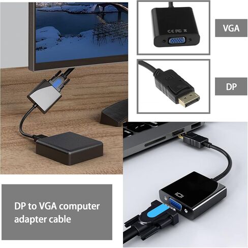 Create idea DisplayPort to VGA Adapter Gold-Plated DP DisplayPort Male to VGA Female Display Monitor Converter Cable Adapter for Computer PC Desktop Laptop Projector in Saudi Arabia
