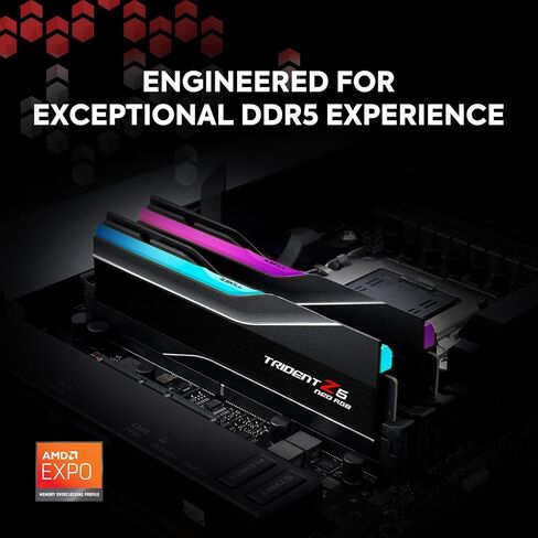 G.SKILL Trident Z5 Neo RGB Series (AMD Expo) DDR5 RAM 48GB (2x24GB) 6000MT/s CL40-48-48-96 1.35V Desktop Computer Memory UDIMM - Matte Black (F5-6000J4048F24GX2-TZ5NR) in Saudi Arabia