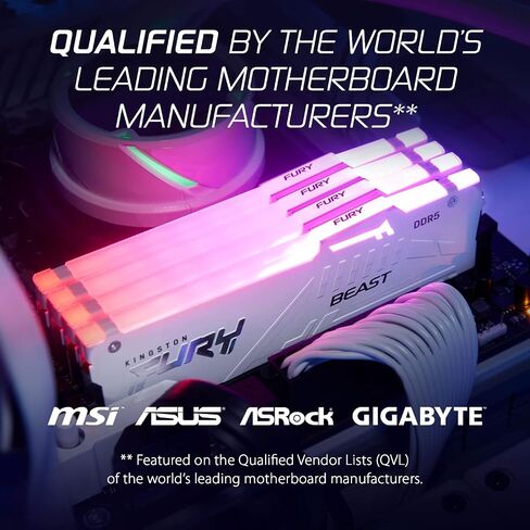 كينغستون فيوري بيست RGB أسود 64 جيجابايت (4x16 جيجابايت) 5600MT/s CL40 DDR5 XMP DIMM | رفع تردد التشغيل | التوصيل والتشغيل | إنتل أكس إم بي 3.0 | مجموعة من 4 | KF556C40BBAK4-64 in Saudi Arabia