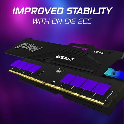 كينغستون فيوري بيست RGB أسود 64 جيجابايت (4x16 جيجابايت) 5600MT/s CL40 DDR5 XMP DIMM | رفع تردد التشغيل | التوصيل والتشغيل | إنتل أكس إم بي 3.0 | مجموعة من 4 | KF556C40BBAK4-64 in Saudi Arabia