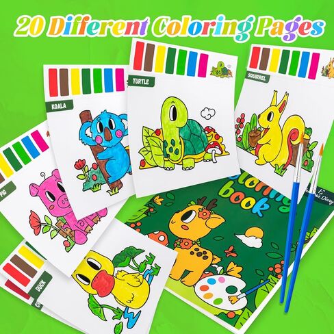 طلاء يوميات إليانور مع كتاب تلوين مائي، 20 ورقة رسم بالألوان المائية للأطفال الصغار الذين تتراوح أعمارهم بين 2 3 4 5 6، حرفة فنية للرسم خالية من الفوضى للأطفال الأولاد والبنات، هدية صيفية لعيد ميلاد المدرسة في الهواء الطلق in Kuwait