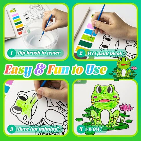 طلاء يوميات إليانور مع كتاب تلوين مائي، 20 ورقة رسم بالألوان المائية للأطفال الصغار الذين تتراوح أعمارهم بين 2 3 4 5 6، حرفة فنية للرسم خالية من الفوضى للأطفال الأولاد والبنات، هدية صيفية لعيد ميلاد المدرسة في الهواء الطلق in Kuwait