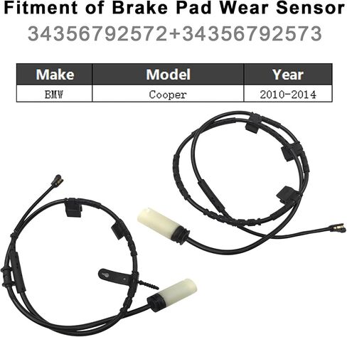 FTTYUHU Front and Rear Brake Pad Wear Sensor 34356792572, 34356792573 for Mini Cooper R55 R56 2010-2014 in Kuwait
