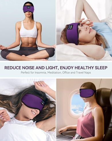 MUSICOZY Sleep Headphones Bluetooth 5.4 Sleep Eye Mask with HD Speakers | Soft Cotton Fabric, Flat Design, 14 Hours Playtime, Washable Headband Style for Side Sleepers, Travel Meditation Relaxation in Saudi Arabia