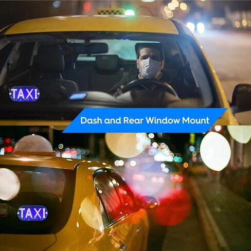 علامة سيارة أجرة، علامة سيارة LED، ديكور علامة سيارة أجرة، علامة مصباح مؤشر سيارة أجرة الزجاج الأمامي 12 فولت، زر تشغيل/إيقاف USB بشعار ضوء سيارة أجرة، علامة LED ساطعة لسيارة أجرة، وضع نافذة كوب الشفط لسيارة الأجرة (أزرق) in Kuwait