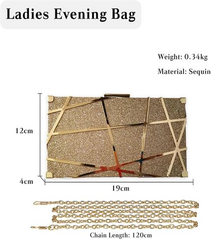 Women Evening Bag Geometric Clutch Bag Sparkly Sequin Handbag Bridal Wedding Purse Elegant Shoulder Bag With Chain in Saudi Arabia