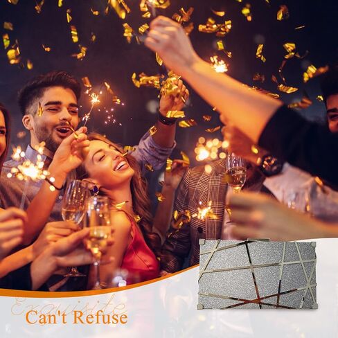 Women Evening Bag Geometric Clutch Bag Sparkly Sequin Handbag Bridal Wedding Purse Elegant Shoulder Bag With Chain in Saudi Arabia