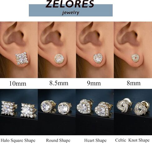 ZELORES 4 أزواج من الأقراط المصنوعة من الفضة الإسترلينية CZ للنساء 14 قيراط مطلية بالذهب الرائعة على شكل قلب سلتيك كبير مجموعة أقراط زركونيا مكعبة للأذن الحساسة in Kuwait