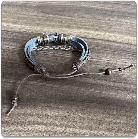 PEAS Punk Jewelry Alloy Bead Star Wristband Braided Multi Layer Pu Leather Drawstring Rope Bracelet in Kuwait