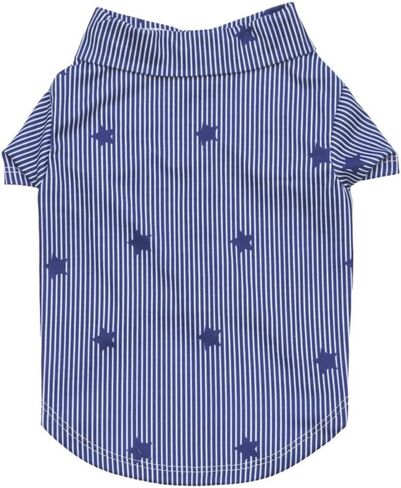 Tangpan Stipes Tropical Print Pet Dog Shirt Puppy Summer Hawaiian Beach Polo Shirts Clothes(Blue,L) in Saudi Arabia