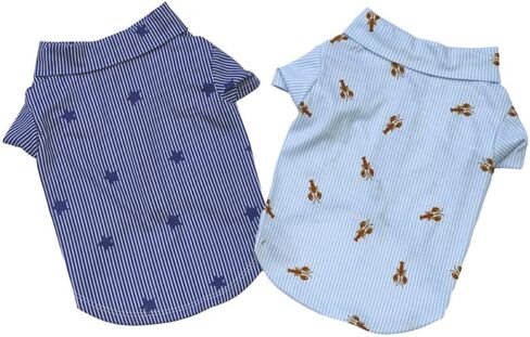 Tangpan Stipes Tropical Print Pet Dog Shirt Puppy Summer Hawaiian Beach Polo Shirts Clothes(Blue,L) in Saudi Arabia