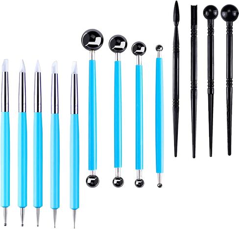 Hoojee 13 Pcs Polymer Clay Tools, Clay Sculpting Tools Kits, Dual-Ended Design Pottery Tools, Ball Stylus Dotting Tools, Ball Rod Stylus Modeling Tools for Clay, Pottery, Ceramics Artwork & Crafts in Saudi Arabia