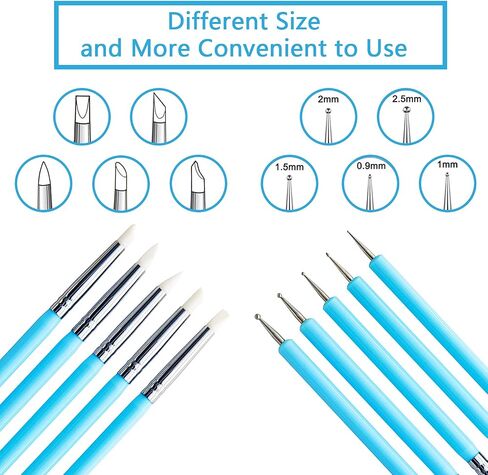 Hoojee 13 Pcs Polymer Clay Tools, Clay Sculpting Tools Kits, Dual-Ended Design Pottery Tools, Ball Stylus Dotting Tools, Ball Rod Stylus Modeling Tools for Clay, Pottery, Ceramics Artwork & Crafts in Saudi Arabia