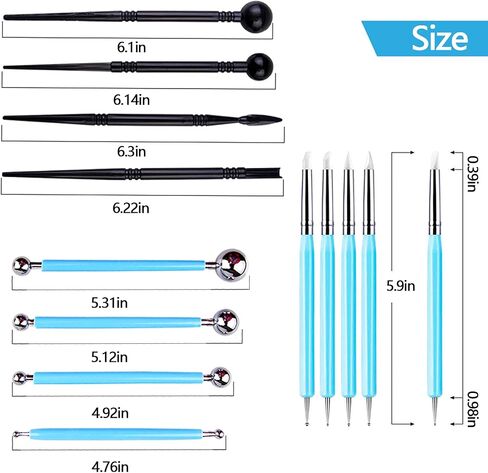 Hoojee 13 Pcs Polymer Clay Tools, Clay Sculpting Tools Kits, Dual-Ended Design Pottery Tools, Ball Stylus Dotting Tools, Ball Rod Stylus Modeling Tools for Clay, Pottery, Ceramics Artwork & Crafts in Saudi Arabia