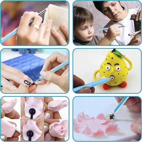 Hoojee 13 Pcs Polymer Clay Tools, Clay Sculpting Tools Kits, Dual-Ended Design Pottery Tools, Ball Stylus Dotting Tools, Ball Rod Stylus Modeling Tools for Clay, Pottery, Ceramics Artwork & Crafts in Saudi Arabia