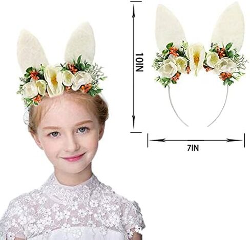 JLGKNEE الربيع آذان الأرنب حفلة عيد ميلاد زهرة عقال للرأس على شكل تاج الغابات الأزهار رئيس قطعة عيد الفصح أفخم آذان الأرنب عقال إكليل محاكاة زهرة in Kuwait