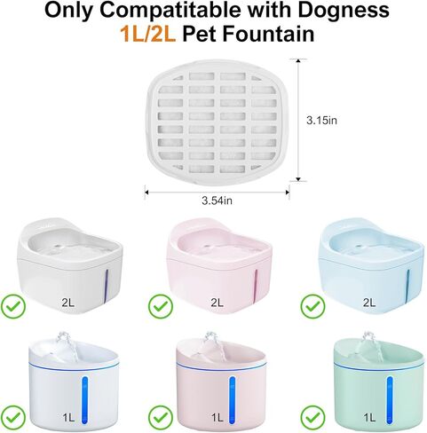 DOGNESS Pet Fountain 2L Filter - Cat Water Dispenser Healthy and Hygienic Drinking Fountain Automatic Electric Water Bowl for Dogs, Cats, Birds and Small Animals (2L Filters - 3 Pieces) in Kuwait
