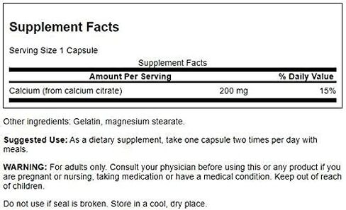 Swanson Calcium Citrate 200 Milligrams 60 Capsules in Saudi Arabia