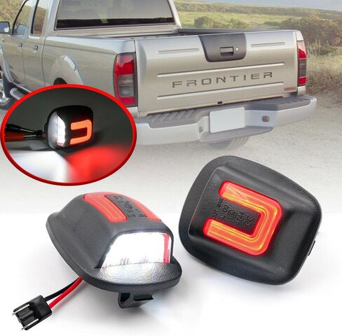 استبدال ضوء لوحة الترخيص LED لـ 1999-2004 Nissan Xterra، 1998-2004 Nissan Frontier، OEM Fit 6000K 18-SMD Canbus خالي من الأخطاء زينون أبيض LED مجموعة أضواء العلامات مع أنبوب أحمر LED مصباح تشغيل خلفي in Saudi Arabia