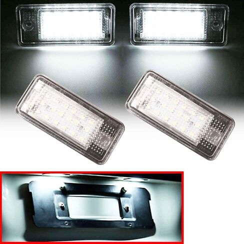 2 قطعة غطاء إضاءة لوحة ترخيص LED أبيض خالي من الأخطاء متوافق مع 2001-2009 Audi A3 A4 A6 A8 S3 S4 S6 S8 C6 Q7 RS4 RS6 مصباح أضواء بطاقة الترخيص الخلفية F1TZ-13550-A... in Saudi Arabia
